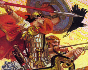 J.C Leyendecker "Cú Chulainn in Battle" (c.1911) - Mabon Gallery