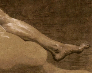 Jean Baptiste Isabey "Nude Man Sitting on a Rock" (c.1789) - Mabon Gallery