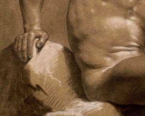 Jean Baptiste Isabey "Nude Man Sitting on a Rock" (c.1789) - Mabon Gallery