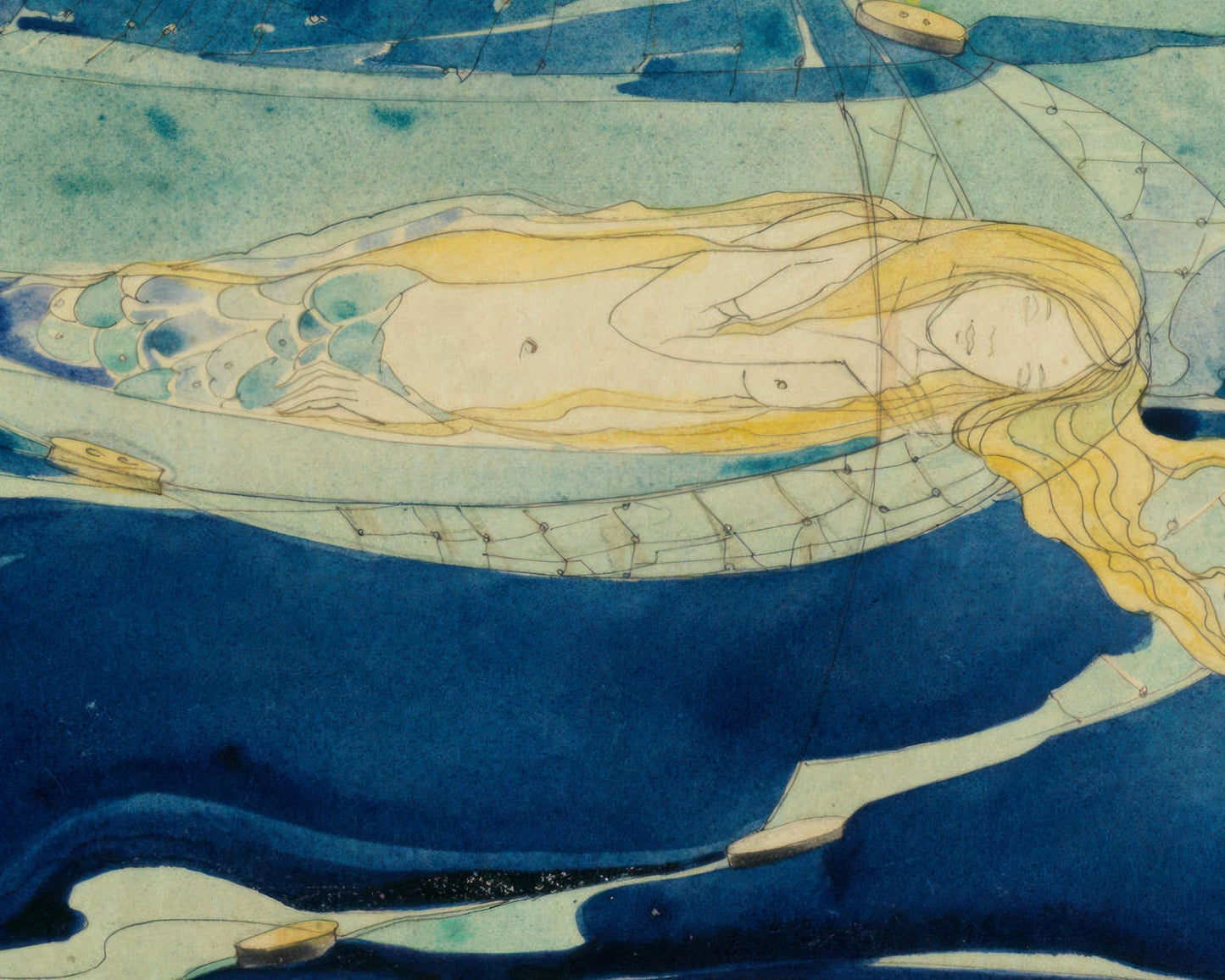 Jessie Marion King "Only A Little Mermaid Lying Fast Asleep" (c.1915) - Mabon Gallery