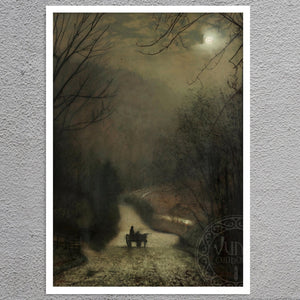 John Atkinson Grimshaw "Forge Valley by Moonlight" (c.1875) - Mabon Gallery