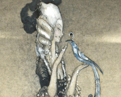 John Bauer “Flicka with the Blue Bird” (c.1913) - Mabon Gallery