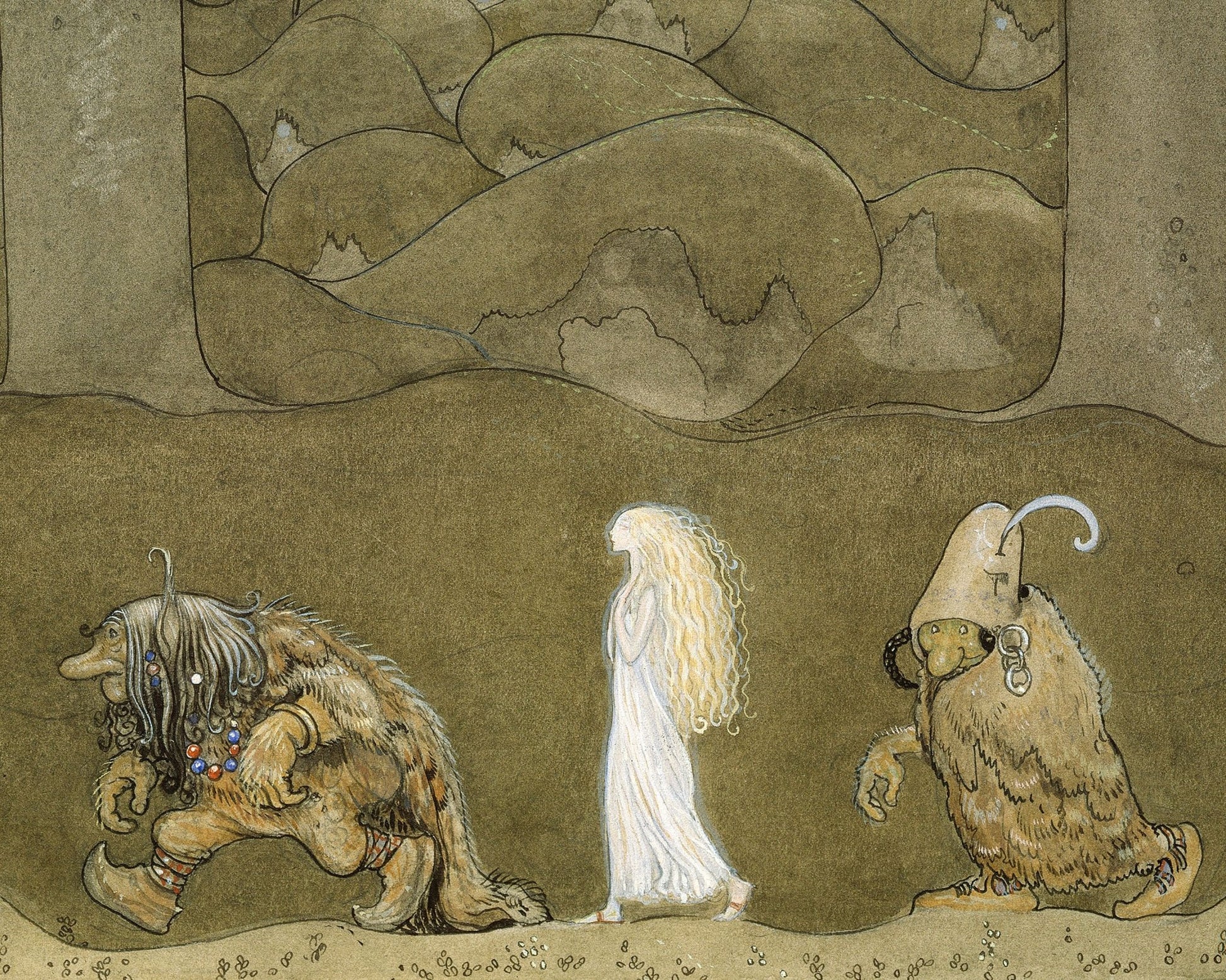 John Bauer "The Princess and the Trolls" (c.1913) - Mabon Gallery