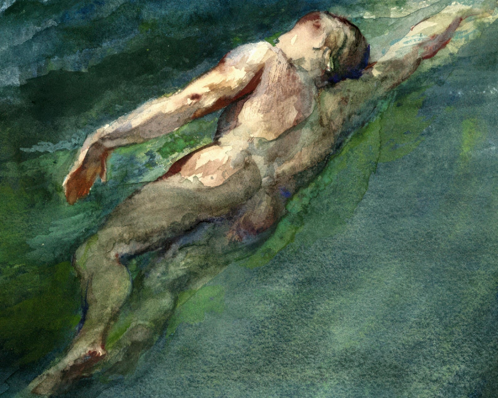 John La Farge “Swimmer” (c.1866) - Mabon Gallery