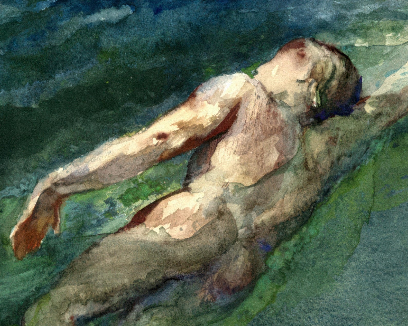 John La Farge “Swimmer” (c.1866) - Mabon Gallery