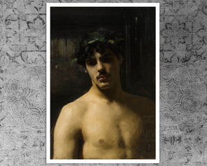 John Singer Sargent "Man Wearing Laurels" (c.1874 - 1880) - Mabon Gallery