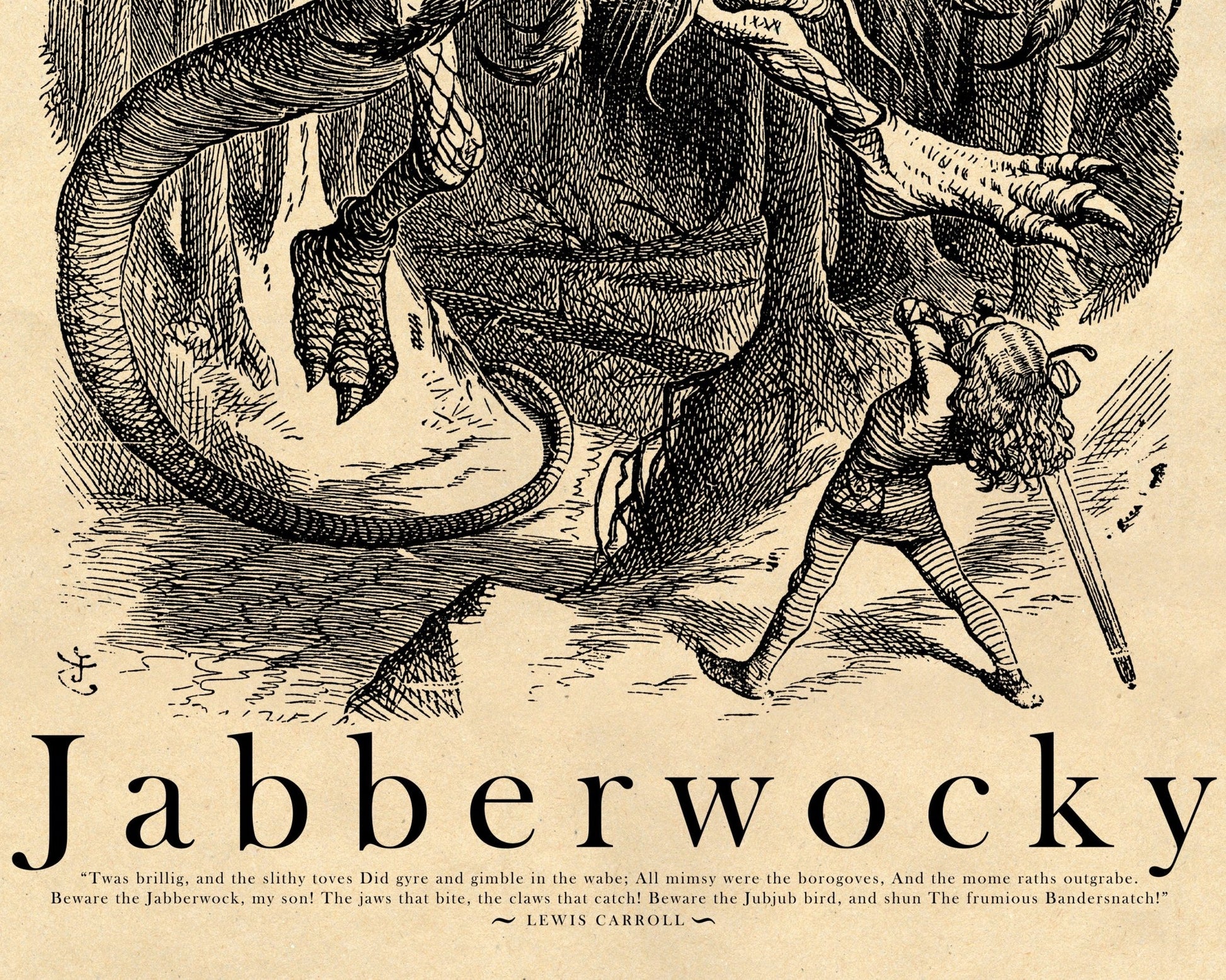 John Tenniel "Jabberwocky" (c.1871) Lewis Carroll - Mabon Gallery