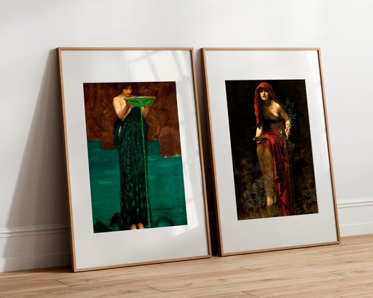 John William Waterhouse & John Collier "Circe Invidiosa / Priestess of Delphi" Pair of Pre - Raphaelite Fine Art Prints) - Mabon Gallery