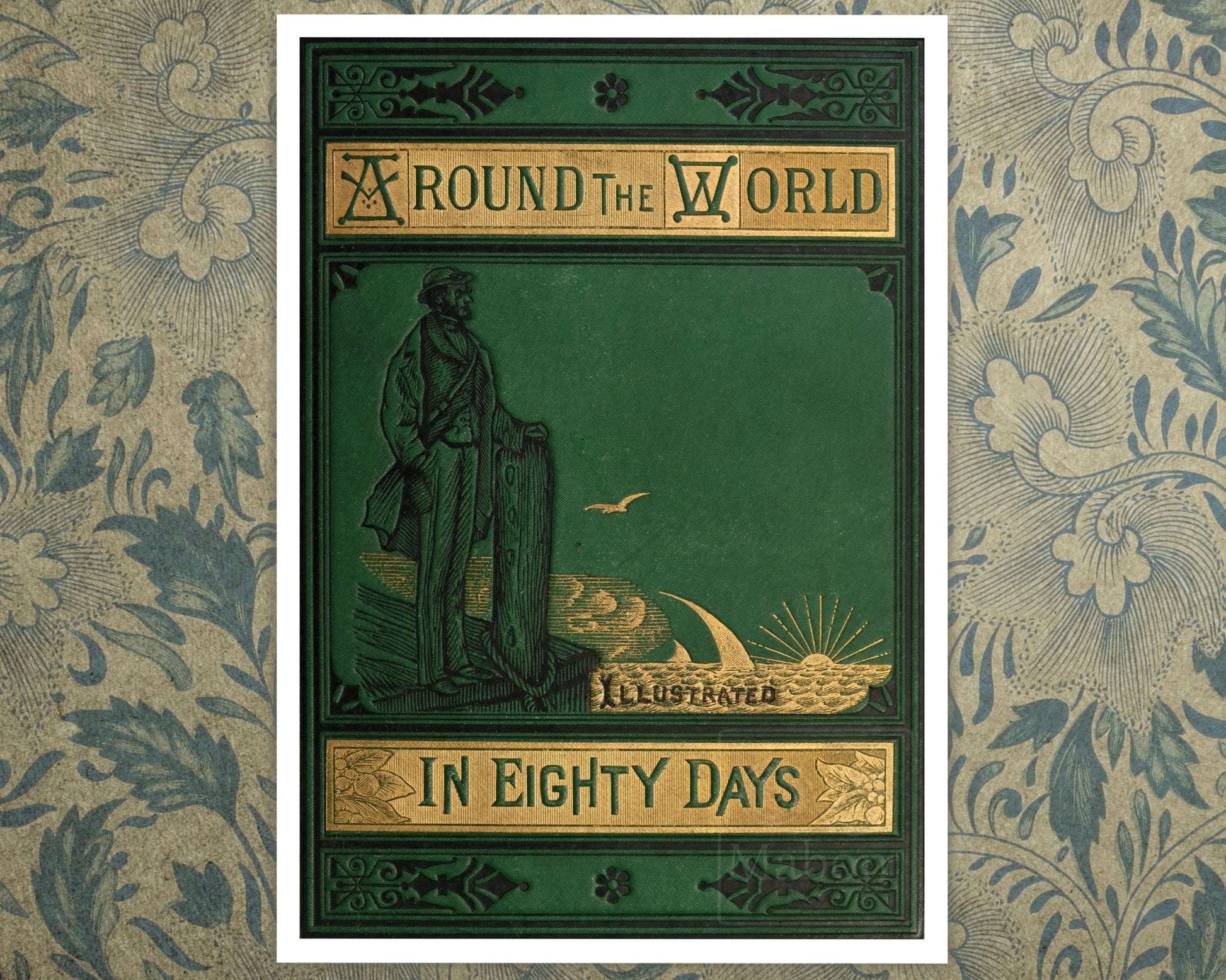 Jules Verne "Around The World In Eighty Days" Book Cover (c.1873) - Mabon Gallery