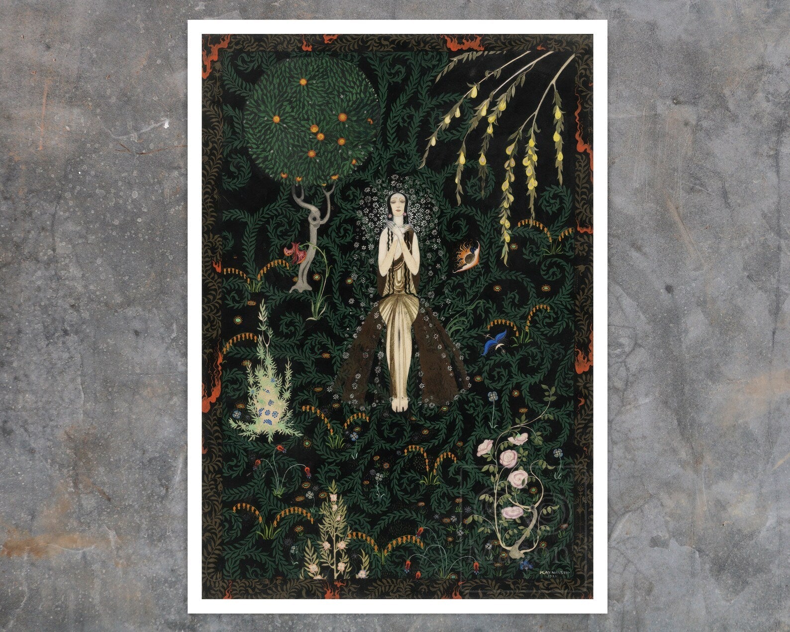 Kay Nielsen "Flowers and Flames" (c.1921) Vintage Illustration - Mabon Gallery