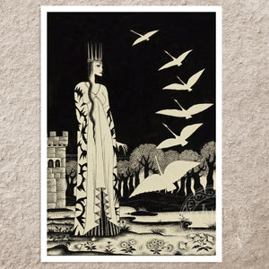 Kay Nielsen "She Turned Them Into Six Swans" (c.1913) - Mabon Gallery