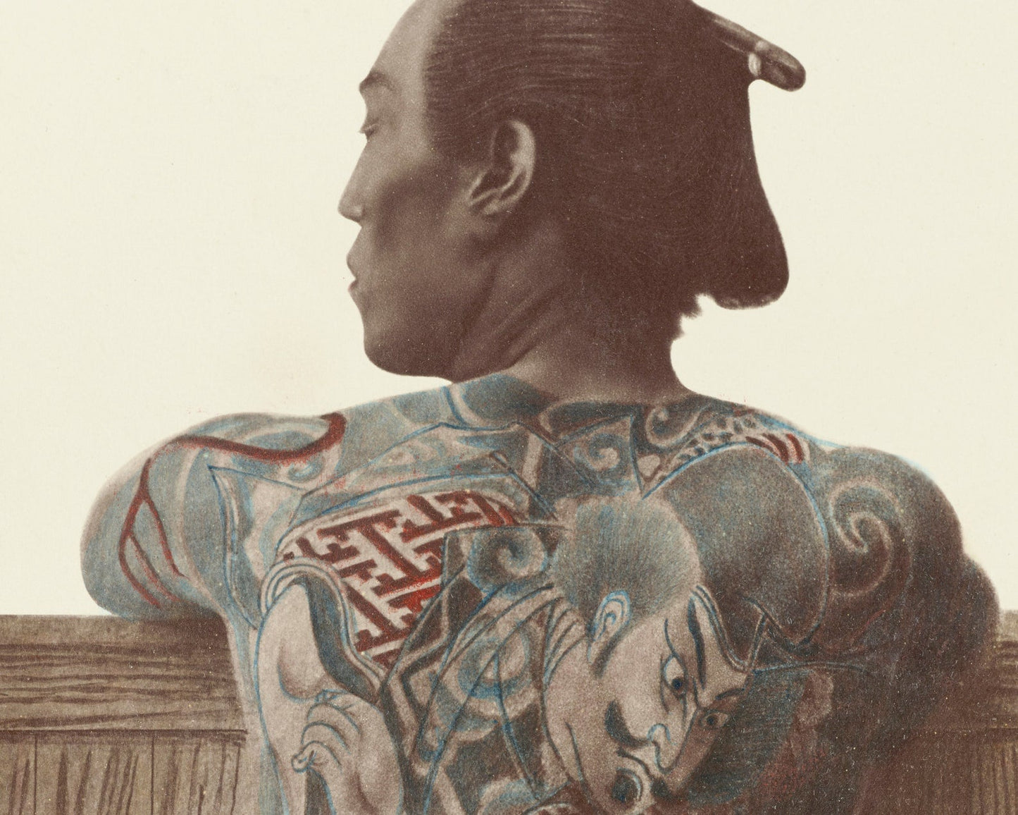 Kusakabe Kimbei "Japanese Tattoo" (c.1885) Vintage Hand - colored Albumen Photograph - Mabon Gallery