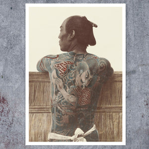 Kusakabe Kimbei "Japanese Tattoo" (c.1885) Vintage Hand - colored Albumen Photograph - Mabon Gallery
