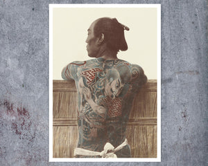 Kusakabe Kimbei "Japanese Tattoo" (c.1885) Vintage Hand - colored Albumen Photograph - Mabon Gallery