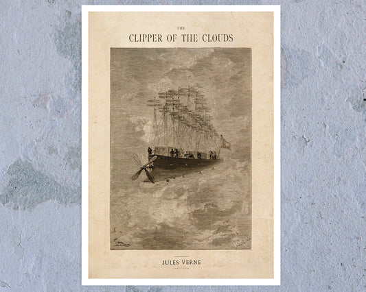 Léon Benett "The Clipper of the Clouds" (c.1886) Jules Verne Book Illustration - Mabon Gallery