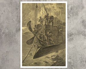 Léon Benett "While They Were Busy In The Bow..." (1886) - from "The Clipper of the Clouds" by Jules Verne - Mabon Gallery
