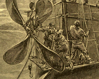 Léon Benett "While They Were Busy In The Bow..." (1886) - from "The Clipper of the Clouds" by Jules Verne - Mabon Gallery