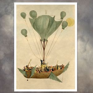 Leopoldo Galluzzo "Diligenza per la Luna" (c.1836) Vintage Book Illustration - Mabon Gallery