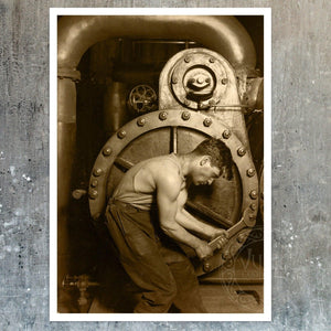 Lewis Hine "Power House Mechanic & Steam Pump" (c.1920) - Mabon Gallery