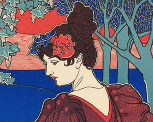 Louis Rhead "Woman with Peacocks" (c.1897) - Mabon Gallery