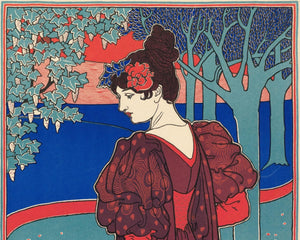 Louis Rhead "Woman with Peacocks" (c.1897) - Mabon Gallery