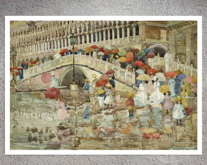 Maurice Prendergast "Umbrellas in the Rain" (c.1899) - Mabon Gallery