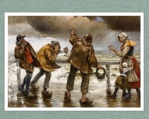 Norbert Goeneutte "Villagers On The Jetty During a Rainstorm" (c.1887) - Mabon Gallery