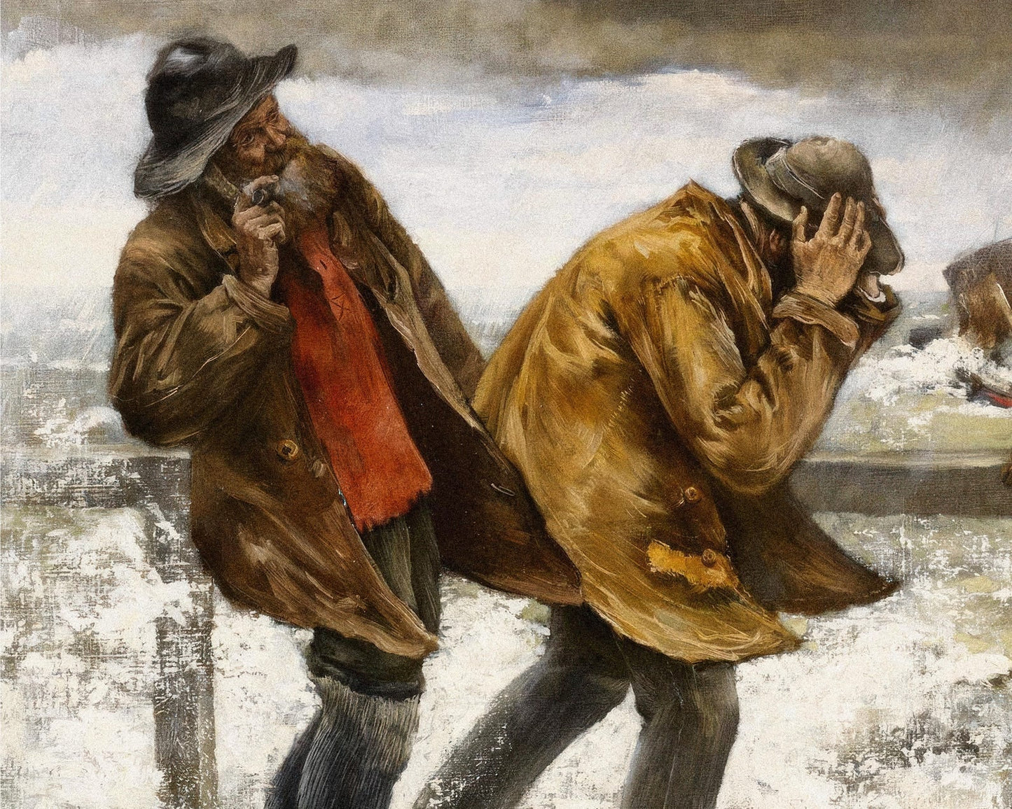 Norbert Goeneutte "Villagers On The Jetty During a Rainstorm" (c.1887) - Mabon Gallery