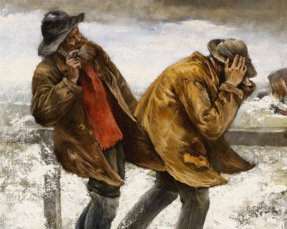 Norbert Goeneutte "Villagers On The Jetty During a Rainstorm" (c.1887) - Mabon Gallery