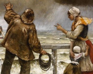 Norbert Goeneutte "Villagers On The Jetty During a Rainstorm" (c.1887) - Mabon Gallery