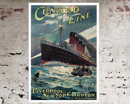 Odin Rosenvinge "Cunard Line: Liverpool, New York & Boston" (c.1907) - Mabon Gallery