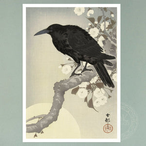 Ohara Koson "Crow at Full Moon" (c.1920) - Mabon Gallery