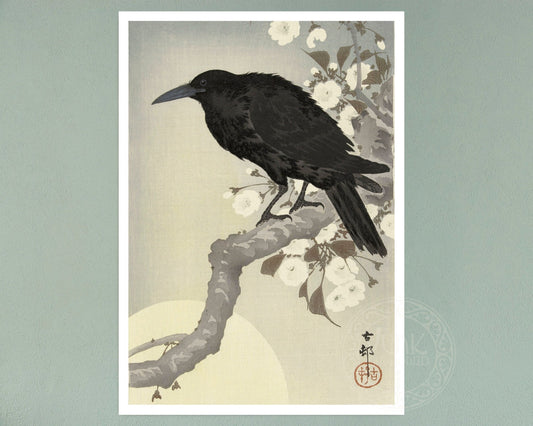 Ohara Koson "Crow at Full Moon" (c.1920) - Mabon Gallery