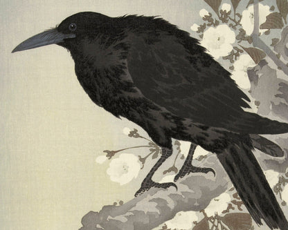 Ohara Koson "Crow at Full Moon" (c.1920) - Mabon Gallery