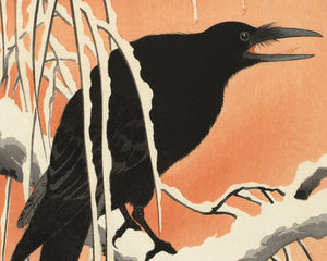 Ohara Koson "Crow on Snowy Branch" (c.1910) - Mabon Gallery