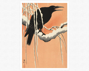 Ohara Koson "Crow on Snowy Branch" (c.1910) - Mabon Gallery
