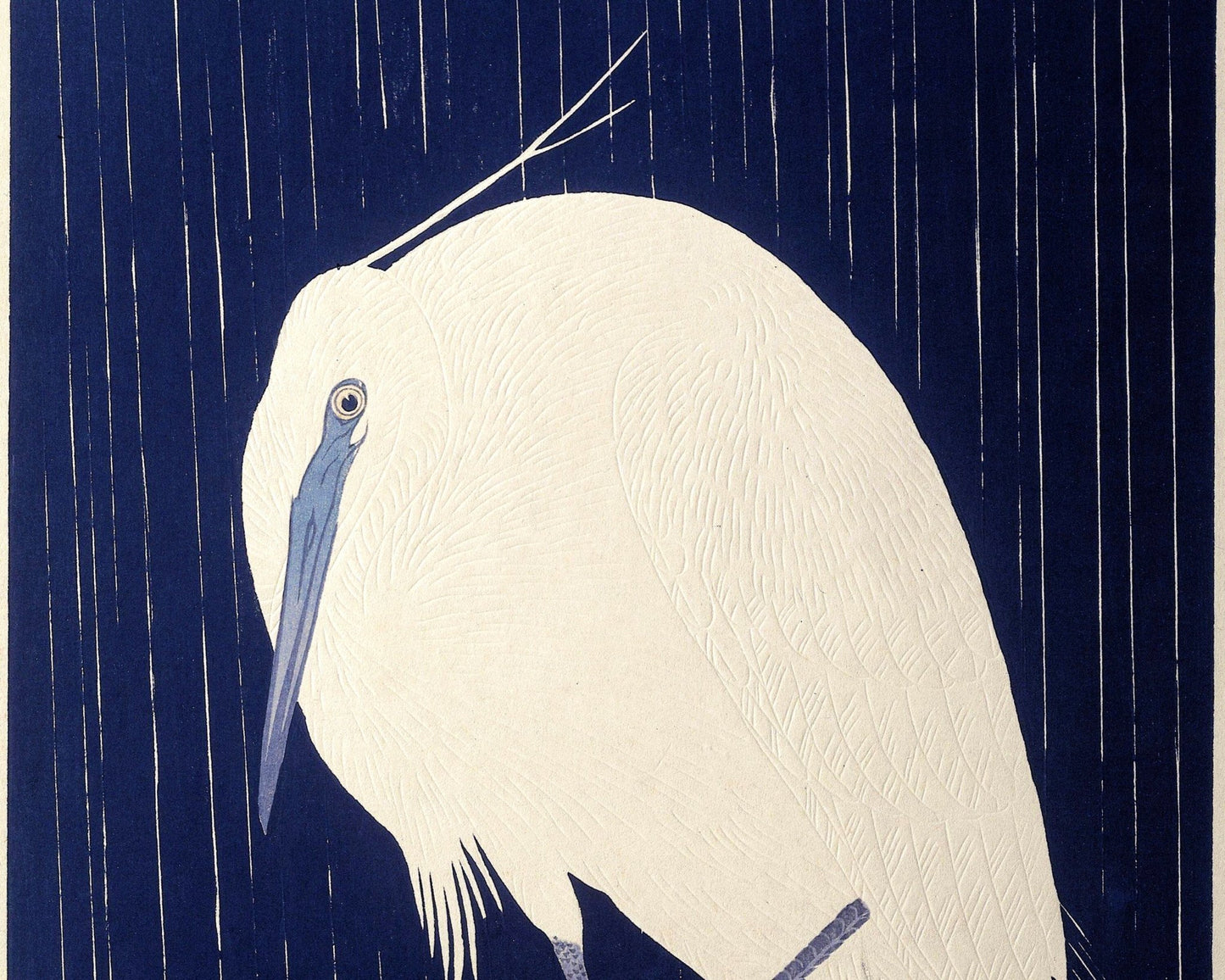 Ohara Koson "Egret in the Rain" (c.1925) - Mabon Gallery