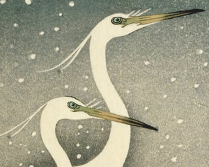 Ohara Koson "Group of Egrets in Snow" (c.1925) - Mabon Gallery