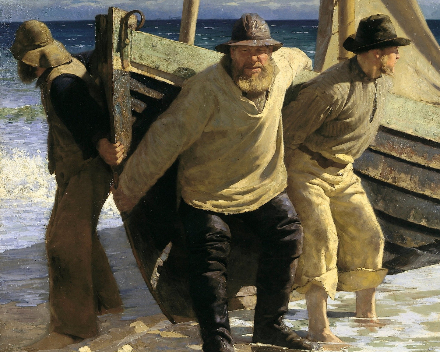 Oscar Björck "Launching the Boat. Skagen" (c.1884) - Mabon Gallery