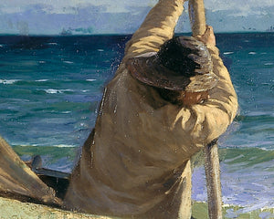 Oscar Björck "Launching the Boat. Skagen" (c.1884) - Mabon Gallery