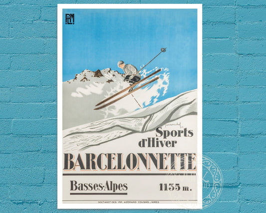 Pierre Michel "Sport d'Hiver Barcelonette" (c.1928) - Mabon Gallery