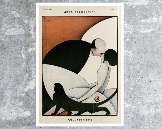 René Besserve (Reb) “The Kiss” Fantasio Magazine Illustration - Art Deco - Mabon Gallery