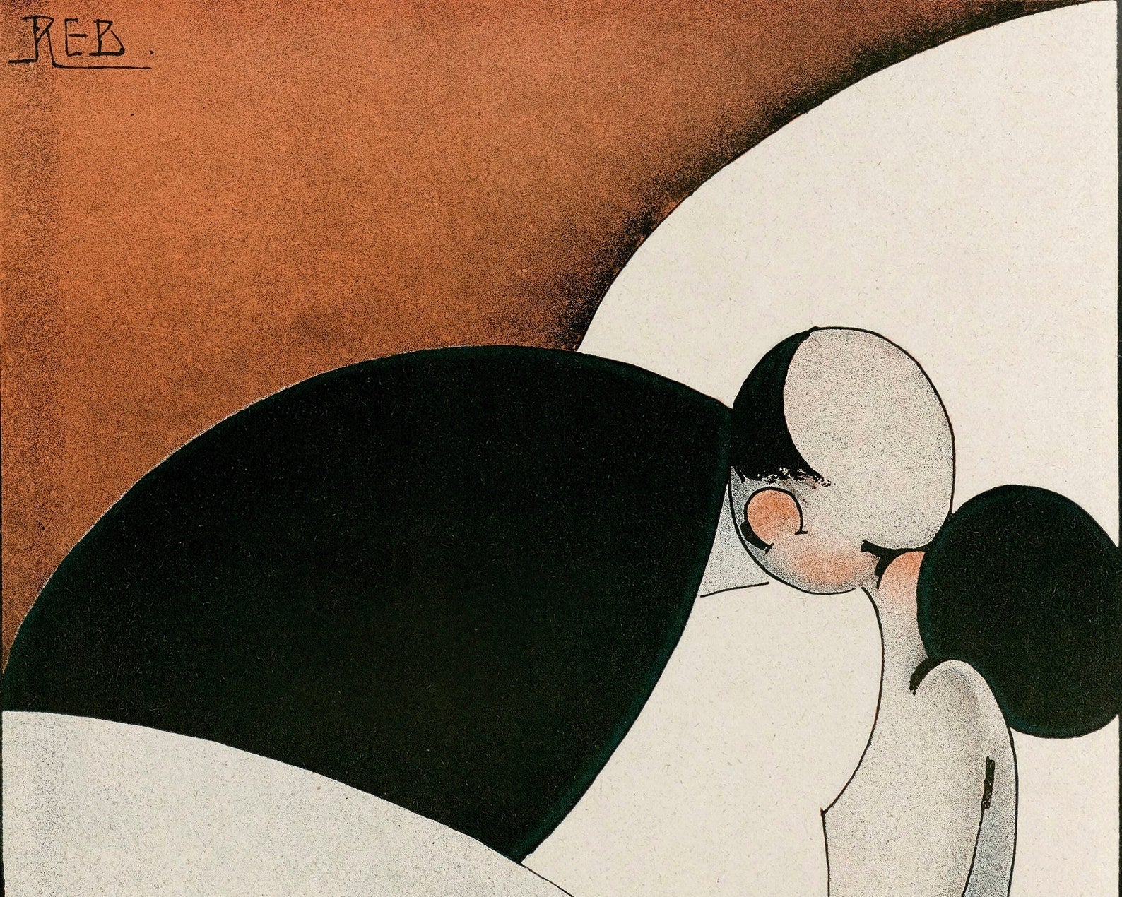 René Besserve (Reb) “The Kiss” Fantasio Magazine Illustration - Art Deco - Mabon Gallery