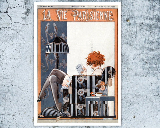 René Vincent "Son Breviaire" La Vie Parisienne Magazine Cover Artwork (c.1920) - Mabon Gallery
