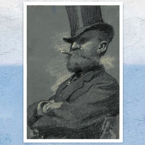 Robert Vonnoh "Man in Top Hat Smoking a Cigar" (c.1900) - Mabon Gallery