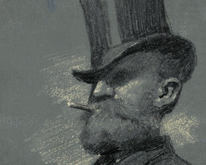 Robert Vonnoh "Man in Top Hat Smoking a Cigar" (c.1900) - Mabon Gallery
