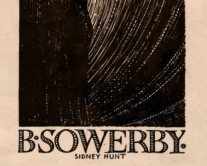 Sidney Hunt "B Sowerby" (1923) Ex - Libris / Bookplate Illustration - Mabon Gallery
