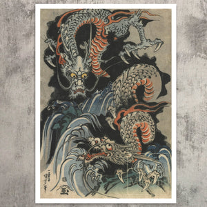 Utagawa Kuniyoshi "Dragons" (c.1833) - Mabon Gallery