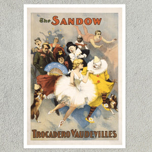 Vintage Advertising Poster "Sandow Trocadero Vaudevilles" (c.1894) - Mabon Gallery