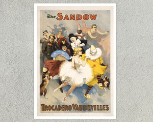 Vintage Advertising Poster "Sandow Trocadero Vaudevilles" (c.1894) - Mabon Gallery